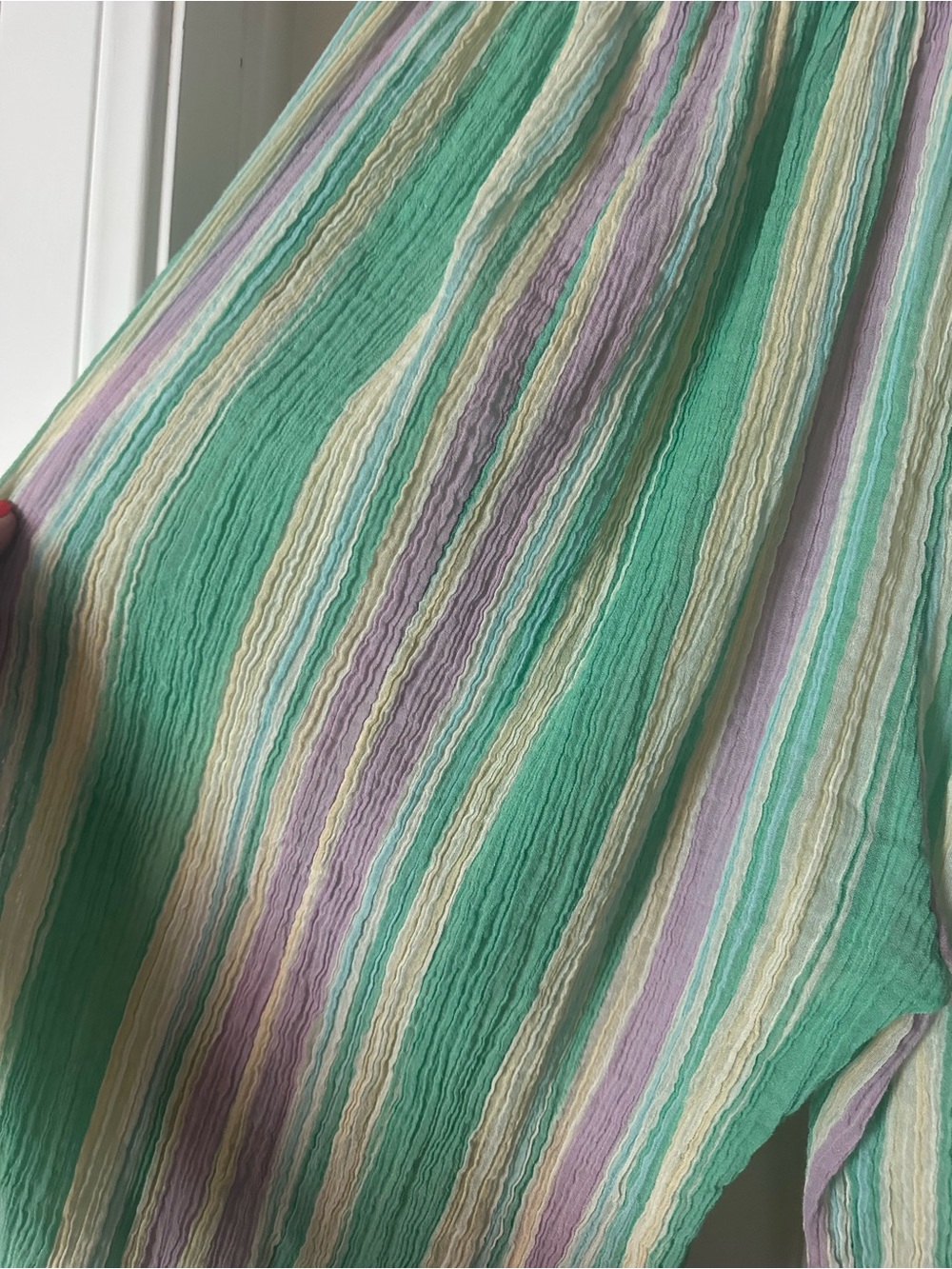 NWOT FP Playa Party Stripe Pants M crinkle gauze Sage Aqua Green Purple - Picture 8 of 8
